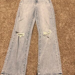 BKE Light Blue Distressed Flare Jeans